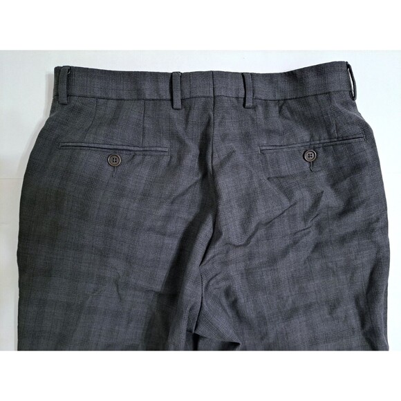 John Varvatos Men's 31x30 Wool Dress Pants Slacks Gray Plaid Charcoal Suit - Picture 8 of 10
